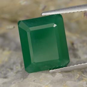 Agata naturale verde da 5,13 ct, taglio smeraldo, traslucido