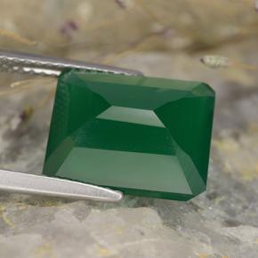 Agata naturale verde da 5,13 ct, taglio smeraldo, traslucido