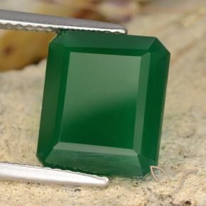Agata Verde medio naturale da 4.92 ct, Taglio smeraldo, Traslucido