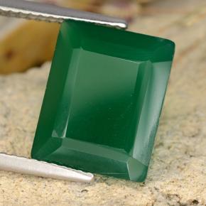 Agata naturale verde da 4,79 ct, taglio smeraldo, traslucido