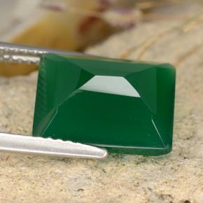 Agata naturale verde da 4,79 ct, taglio smeraldo, traslucido