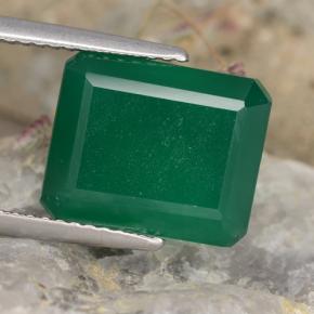 Agata naturale verde da 5,11 ct, taglio smeraldo, traslucido