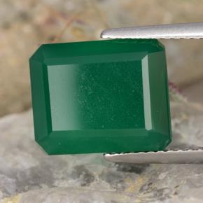 Agata naturale verde da 5,11 ct, taglio smeraldo, traslucido