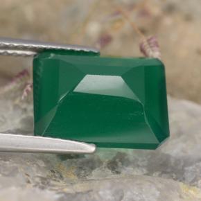 Agata naturale verde da 5,11 ct, taglio smeraldo, traslucido