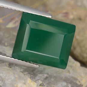 Agata Verde medio naturale da 5.54 ct, Taglio smeraldo, Traslucido