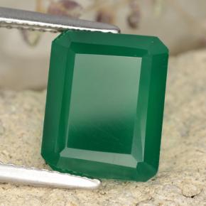 Agata Verde medio naturale da 3.86 ct, Taglio smeraldo, Traslucido