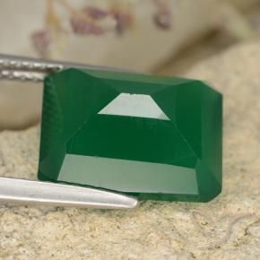Agata Verde giallastro naturale da 5.44 ct, Ottagonale / Taglio smeraldo, Traslucido