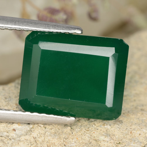 Agata Verde medio naturale da 4.52 ct, Taglio smeraldo, Traslucido