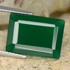 Agata naturale verde da 6,38 ct, taglio smeraldo, traslucido