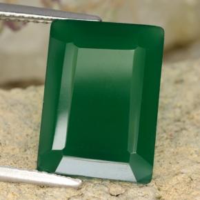 Agata naturale verde da 6,38 ct, taglio smeraldo, traslucido