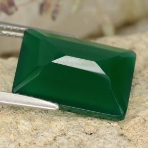 Agata naturale verde da 6,38 ct, taglio smeraldo, traslucido