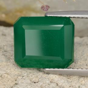 Agata Verde giallastro naturale da 6.60 ct, Taglio smeraldo, Traslucido