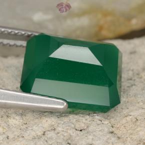 Agata Verde giallastro naturale da 6.60 ct, Taglio smeraldo, Traslucido