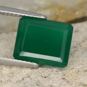 Agata Verde giallastro naturale da 4.24 ct, Taglio smeraldo, Traslucido