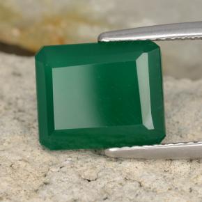Agata Verde giallastro naturale da 4.24 ct, Taglio smeraldo, Traslucido