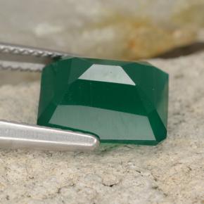 Agata Verde giallastro naturale da 4.24 ct, Taglio smeraldo, Traslucido