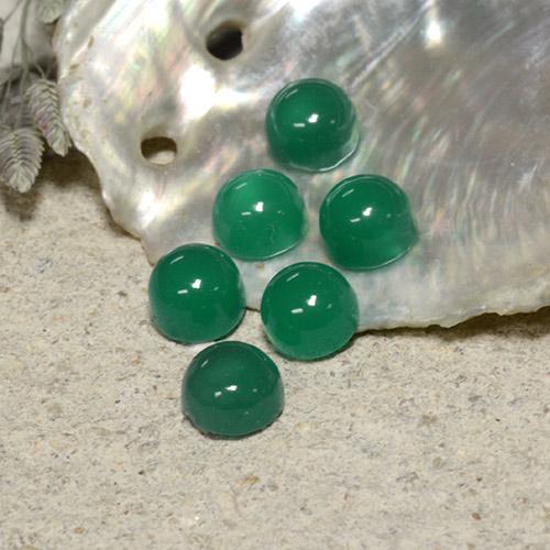 Agata naturale verde da 2,21 ct, taglio rotondo, traslucido