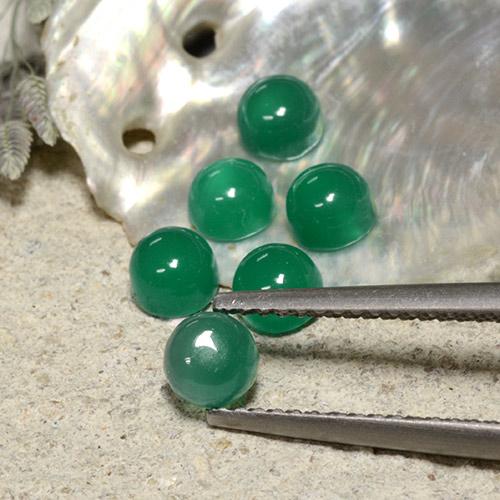 Agata naturale verde da 2,21 ct, taglio rotondo, traslucido