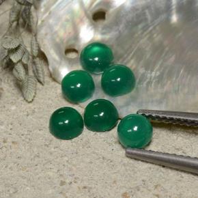 Agata naturale verde da 1,91 ct, taglio rotondo, traslucido