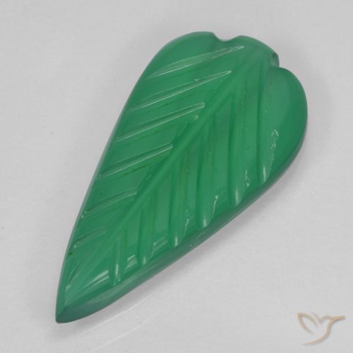 2.38ct Naturale Verde medio Agata, Taglio a fiore, Traslucido