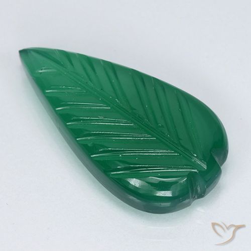 3.82ct Naturale Verde medio intenso Agata, Taglio a fiore, Traslucido