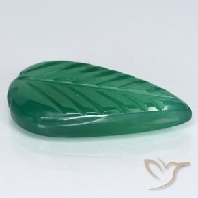 Agata Verde medio intenso naturale da 3.82 ct, Taglio a fiore, Traslucido