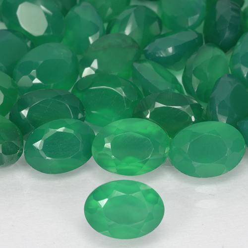 Agata Verde medio naturale da 0.93 ct, Ovale, Traslucido