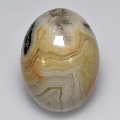 Agata naturale multicolore da 17,02 ct, taglio ovale, opaco