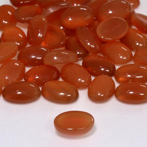 Agata Rosso fuoco naturale da 0.63 ct, Ovale, Traslucido