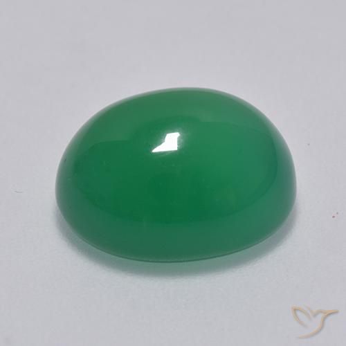 Agata Verde medio naturale da 8.01 ct, Ovale, Traslucido