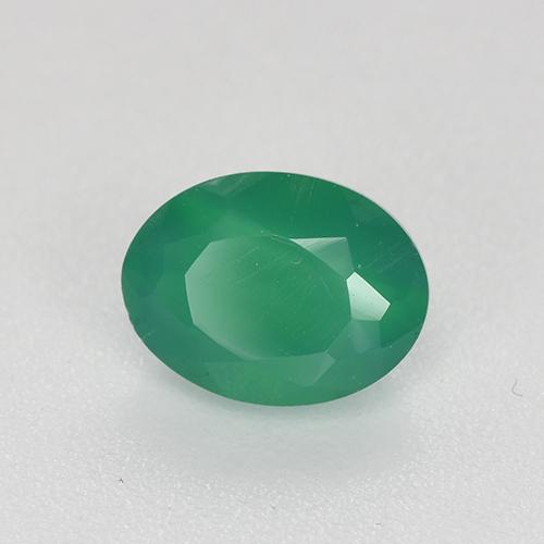 Agata Verde caldo naturale da 0.88 ct, Taglio ovale, Traslucido
