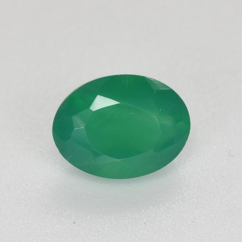Agata Verde caldo naturale da 0.88 ct, Taglio ovale, Traslucido