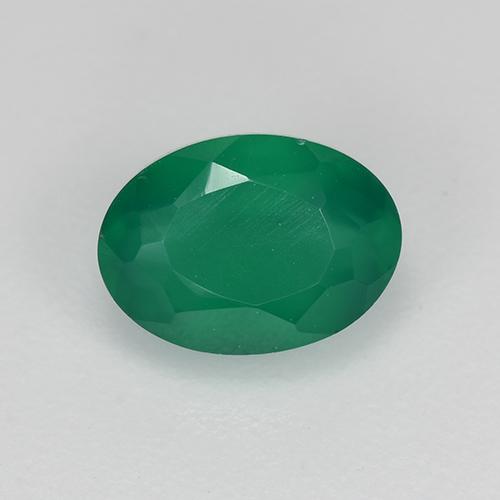 Agata naturale verde da 0,98 ct, taglio ovale, traslucido
