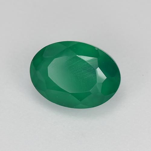 Agata naturale verde da 0,98 ct, taglio ovale, traslucido
