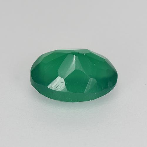 Agata naturale verde da 0,98 ct, taglio ovale, traslucido