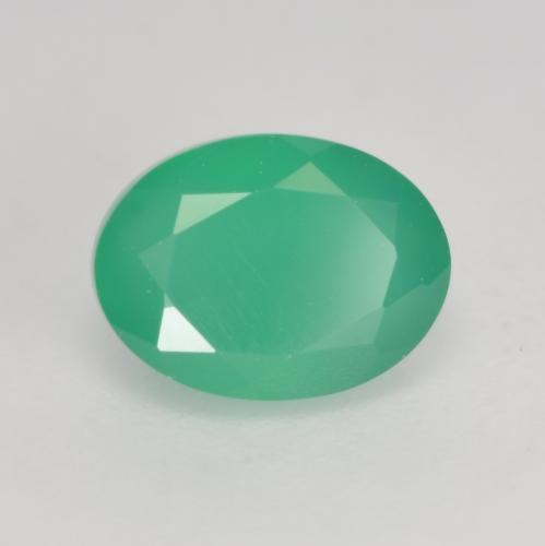 Agata naturale verde da 1,37 ct, taglio ovale, traslucido