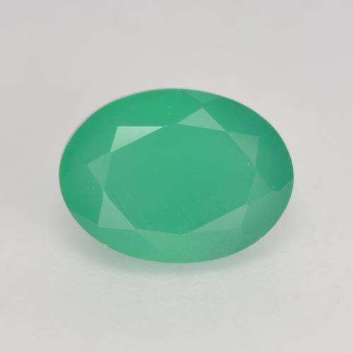 Agata naturale verde da 1,37 ct, taglio ovale, traslucido