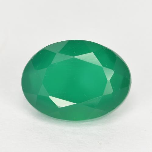 Agata naturale verde da 1,32 ct, taglio ovale, traslucido
