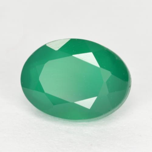 Agata naturale verde da 1,32 ct, taglio ovale, traslucido
