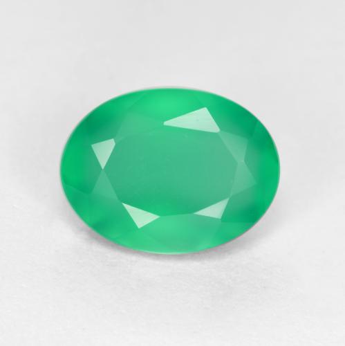 Agata naturale verde da 1,12 ct, taglio ovale, traslucido