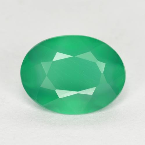 Agata naturale verde da 1,04 ct, taglio ovale, traslucido