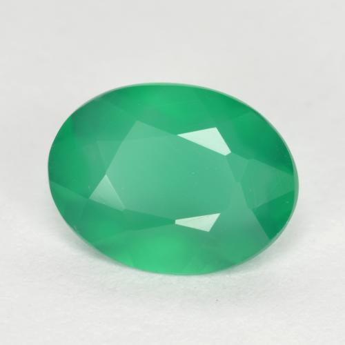 Agata naturale verde da 1,04 ct, taglio ovale, traslucido