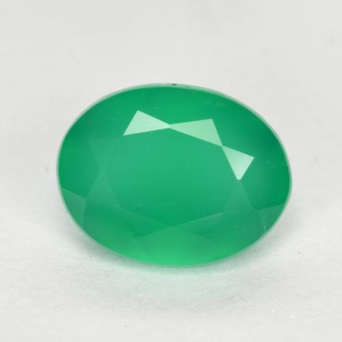 Agata naturale verde da 1,15 ct, taglio ovale, traslucido