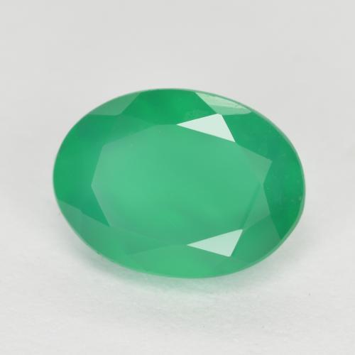 Agata naturale verde da 1,15 ct, taglio ovale, traslucido