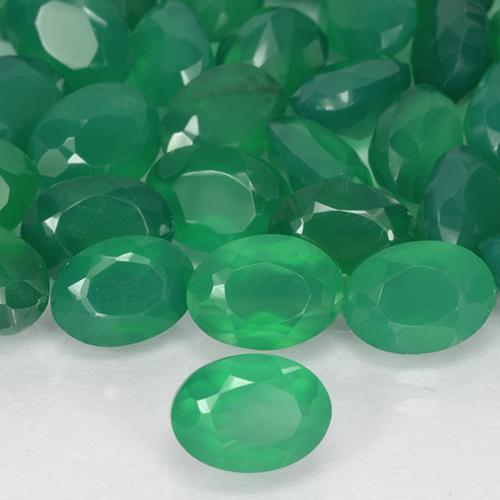Agata Verde medio naturale da 0.93 ct, Taglio ovale, Traslucido