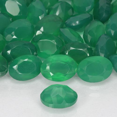 Agata Verde medio naturale da 0.93 ct, Taglio ovale, Traslucido