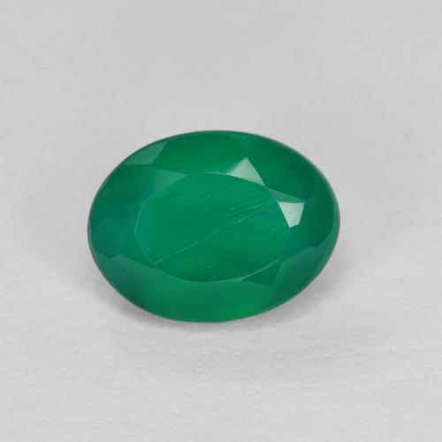 Agata naturale verde da 1,04 ct, taglio ovale, traslucido