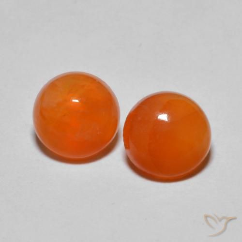 2.21ctw Naturale Arancio Medio Agata, Rotondo, Trasparente