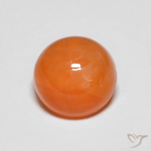 Agata naturale arancione da 1,39 ct, taglio rotondo, traslucido