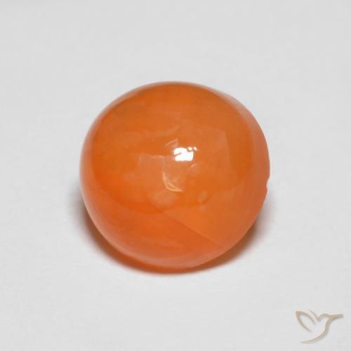 Agata naturale arancione da 1,39 ct, taglio rotondo, traslucido